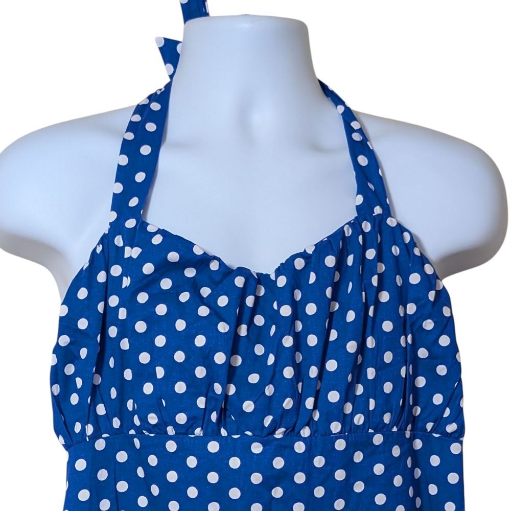 NWT MIXINNI Polka Dot Smocked Accent Halter Dress retro Marilyn rockabilly XL - Picture 9 of 11
